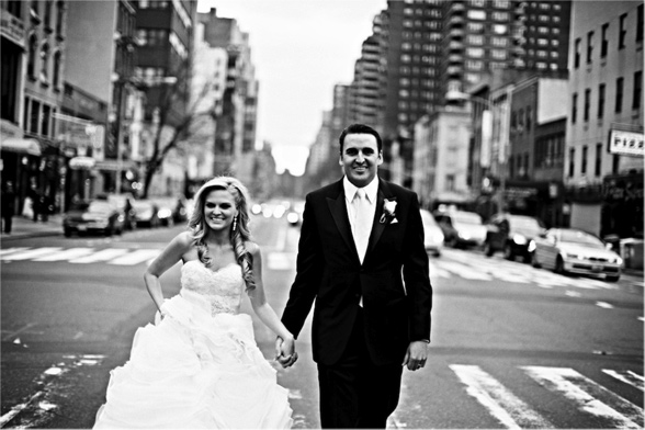 B/W Bride and Groom in Street