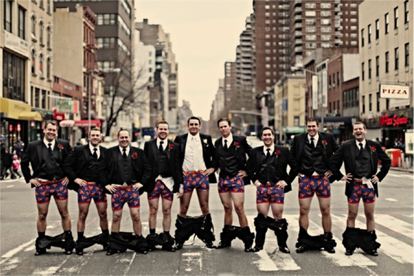 Groom and Groomsmen in Street